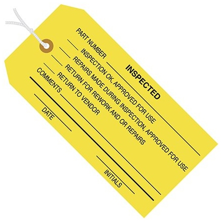 Bsc Preferred 4 3/4 x 2-3/8'' - ''Inspected'' Inspection Tags - Pre-Strung, 1000PK BUY00030006